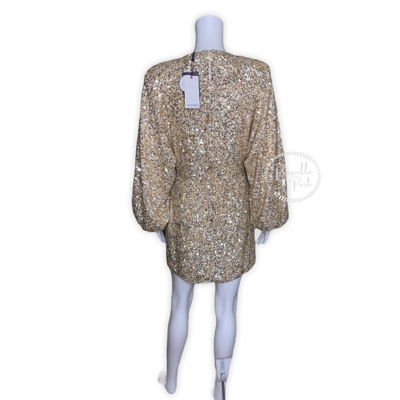 NWT RETROFÊTE Aubrielle sequined gold mini dress - Picture 9 of 11